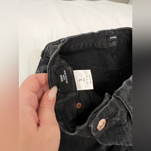 ❌SOLD Express Mid Rise Skinny Ultra Hyper Stretch FlexX Black Jeans - Picture 6 of 7